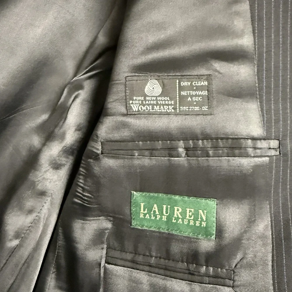 LAUREN RALPH LAUREN Blazer Men's Size 44R Navy Blue Plaid Wool Preppy‎ Tradition